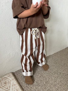 Brown Stripe Wide Pants