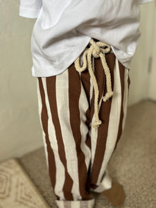Brown Stripe Wide Pants