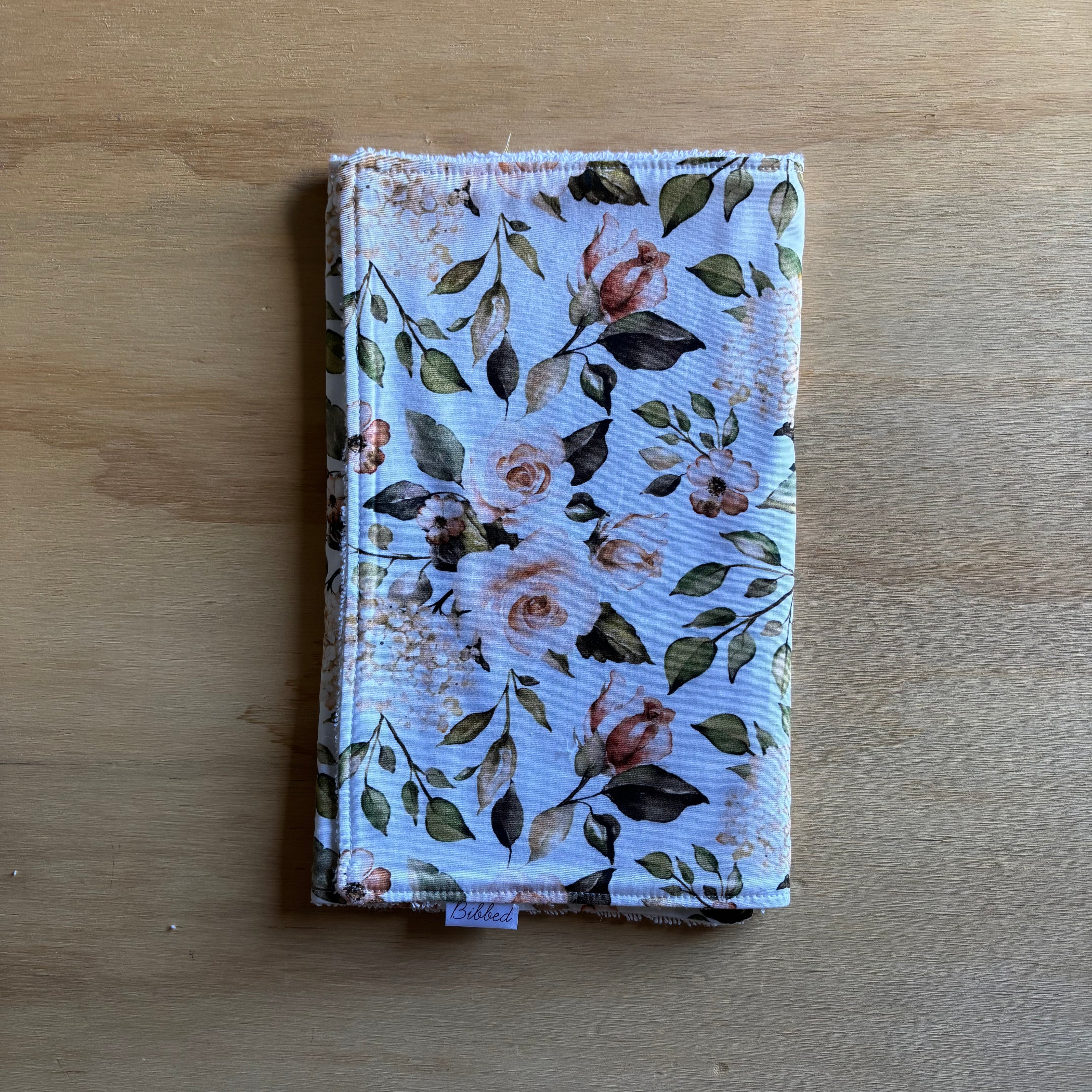 Apricot Floral Burp Cloth